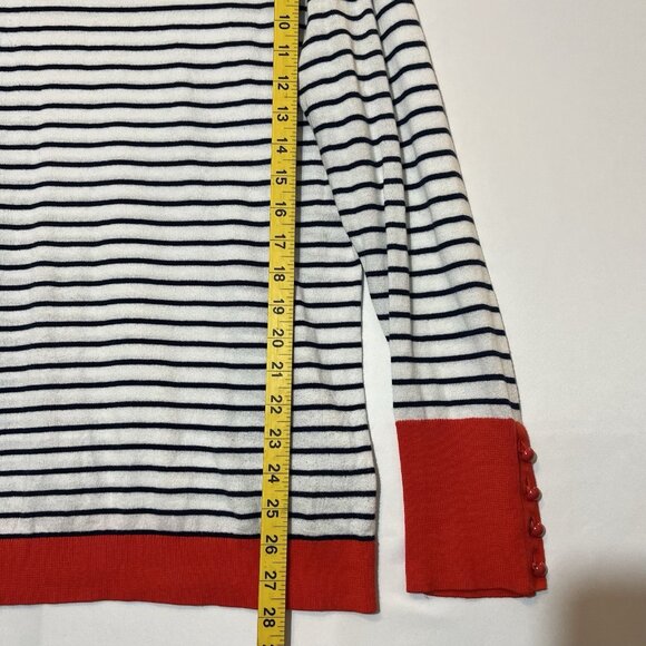 Nautica Women’s Sweater 100% Cotton Striped Size Large Red Coastal Sea Boat - Picture 5 of 8